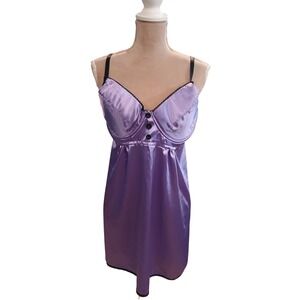 SOLD Sold  Chemise Cami Underwire Bust Black Ribbon Tie Tank  XXXL
